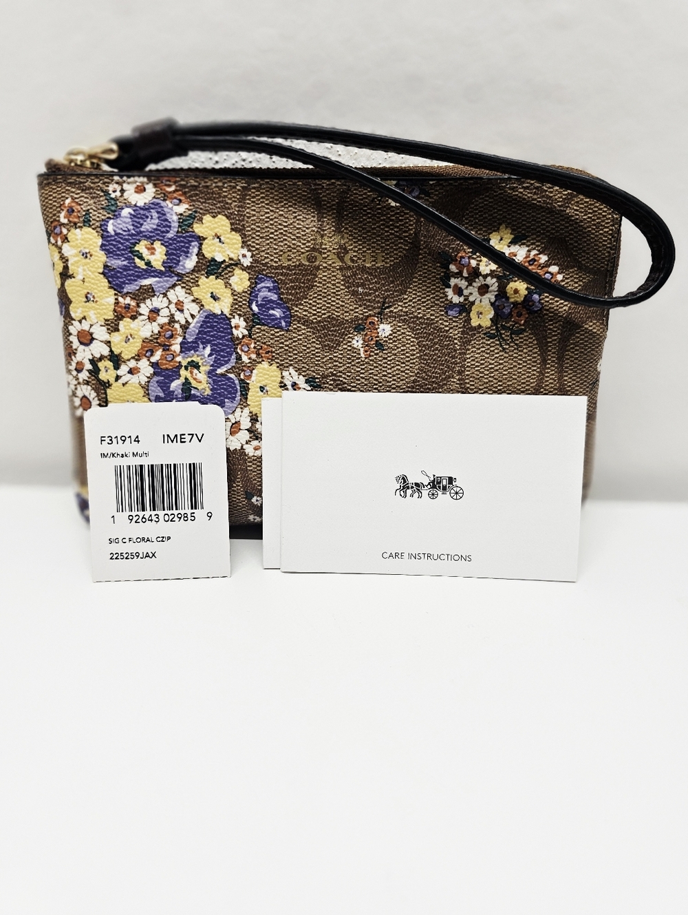 Coach Corner Zip Floral Wristlet F31914 - Picture 3 of 9